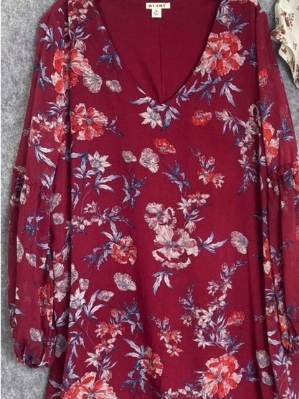 miami Burgundy Floral V-Neck Dress